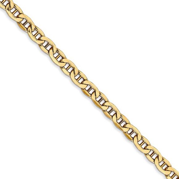 4mm 14k Yellow Gold Hollow Anchor Link Chain Necklace 20 Inch